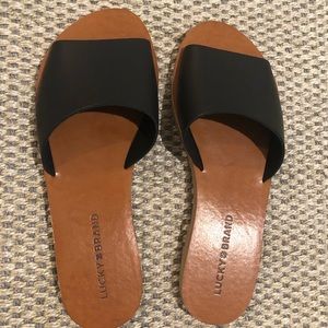 Lucky Brand, slide on leather sandals (never worn)